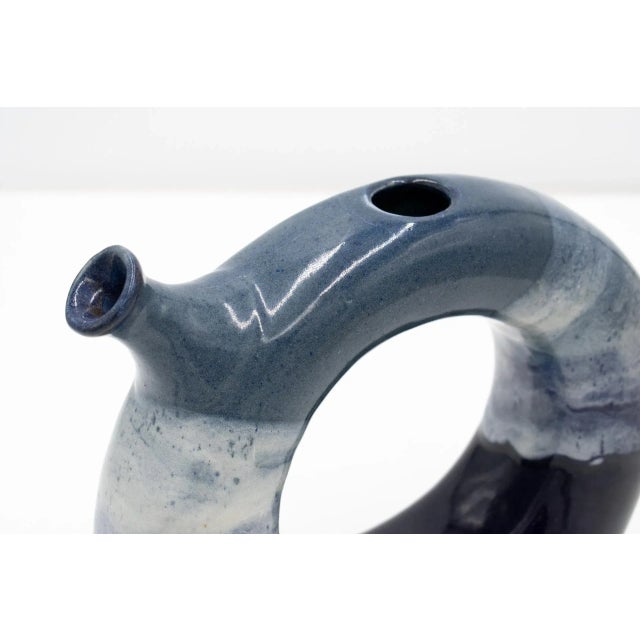 Ceramic Vintage 1990s Handmade Donut Tube Pitcher For Sale - Image 7 of 13