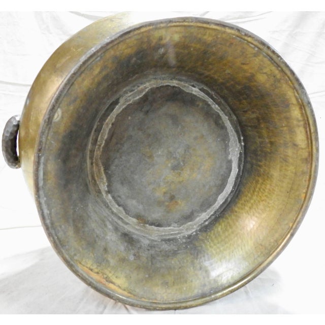 1900s Vintage Italian Hammered Brass Planter For Sale - Image 4 of 9