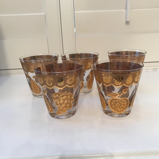 Gold 1960s Culver “Florentine” Old Fashioned Glasses - Set of 5 For Sale - Image 8 of 8