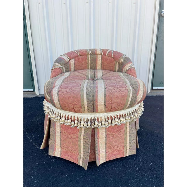 French Vintage French Bedroom Chair or Changing Pouf With Pleated Skirt For Sale - Image 3 of 12