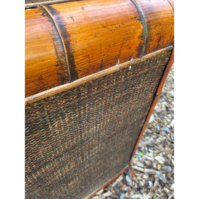 Wood Palm Tree Motif Rattan & Bamboo Retro Small Chest of Drawers For Sale - Image 7 of 12