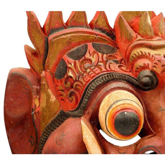Mid-Century Folk Art Kumba Karna Masks in Wood, Indonesia, Set of 2 For Sale - Image 5 of 6
