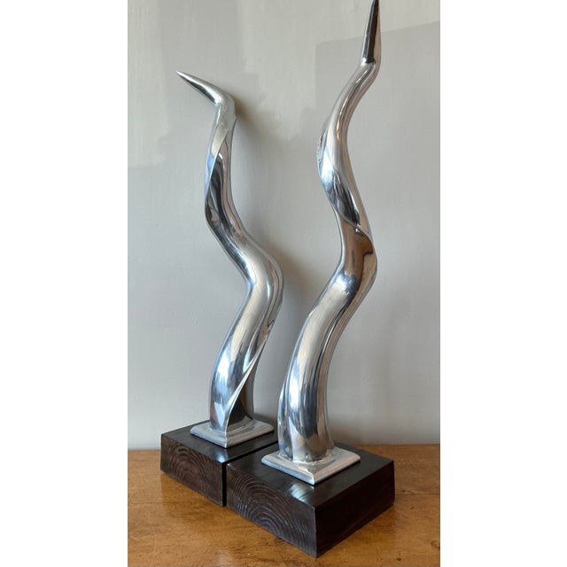 Chrome Vintage Boho Polished Chrome Antlers -Set of 2 For Sale - Image 8 of 8