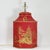 Early 21st Century Vintage Red Chinoiserie Hand-Painted Hexagon Tea Caddy Table Lamps - a Pair For Sale - Image 5 of 11