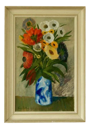 Lars Boethius, Still Life with Blue Vase, 1970s, Oil on Canvas, Framed