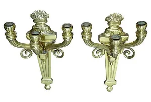 Neoclassical Three-Arm Sconces - Pair