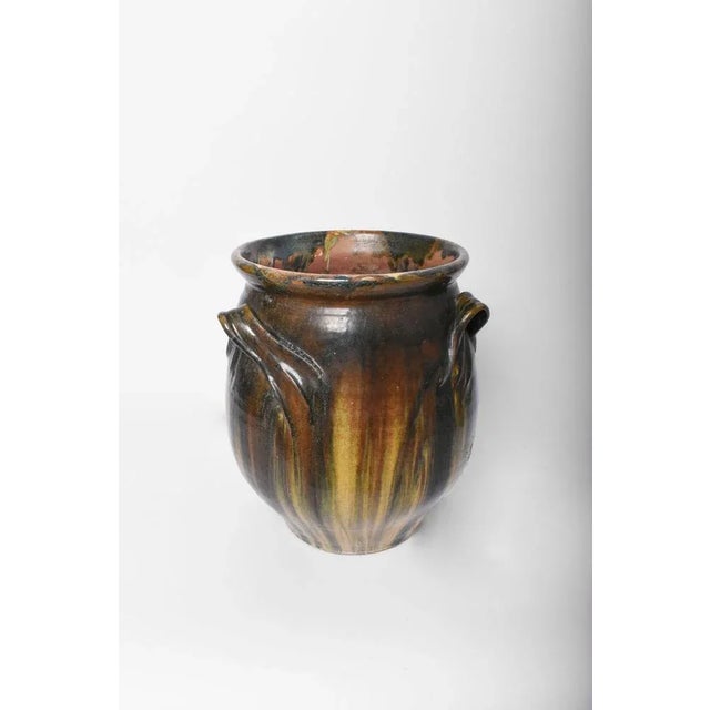 Green Blue and Yellow Ceramic Vase with Handles, 1950s For Sale - Image 4 of 5