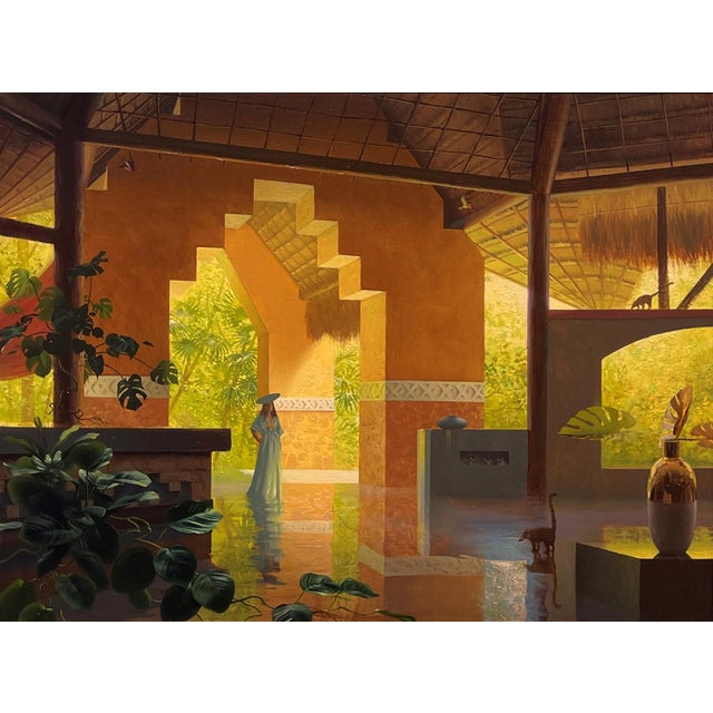 Reflections of a Dream by Diego Glazer | Oil on Panel Interior scene with a figure and reflections. For Sale