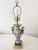 Ceramic Late 20th Century Exquisite Blue, Yellow, & White Floral & Striped Porcelain/Ceramic Urn/Vase Style Solid Brass Base & Upper Lamp Excellent Condition. For Sale - Image 7 of 14