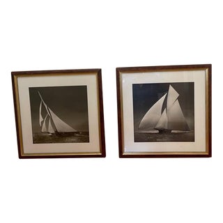 Sailboats, Black and White Framed Pair For Sale
