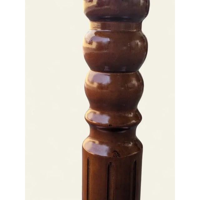 Wood Hand-Turned Plant Stand in Real Wood, 1960s For Sale - Image 7 of 11