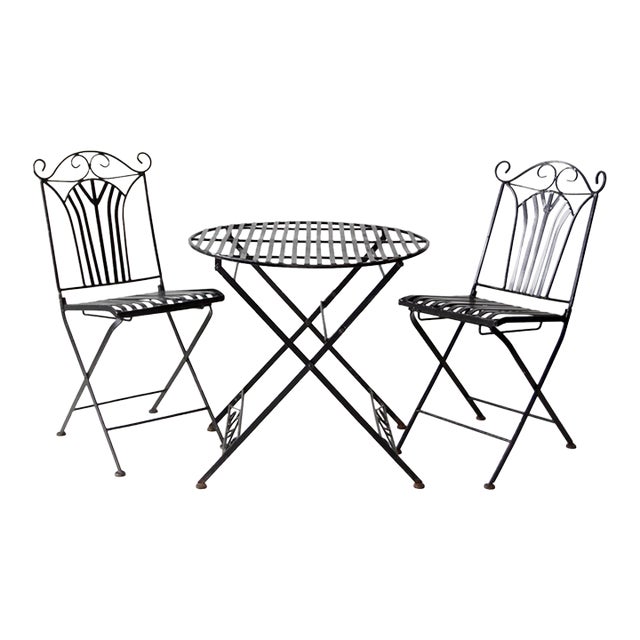 Vintage French Bistro Folding Patio Set For Sale