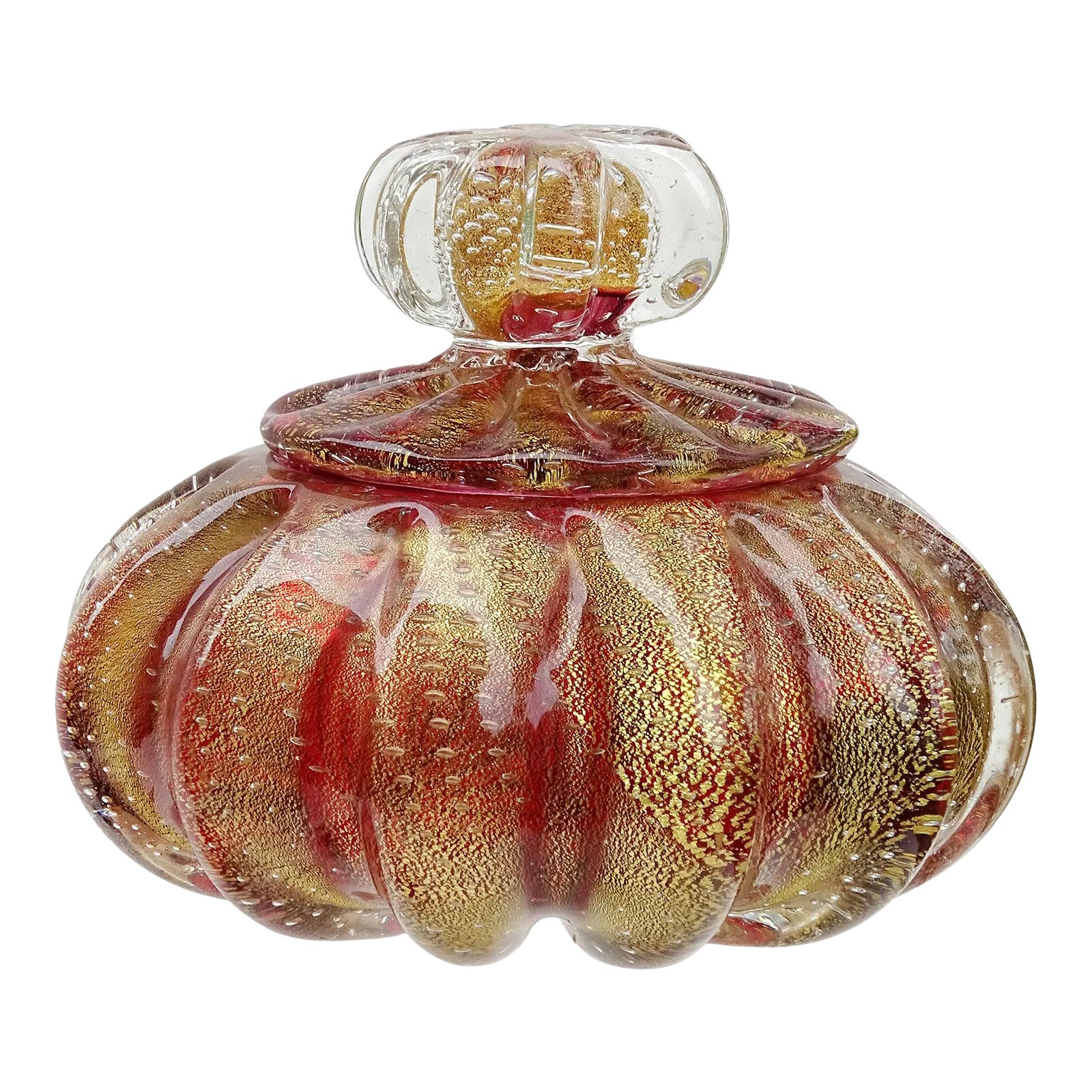 置物 Murano Italy Antique Murano Vintage Red Amethyst Gold Flecks Bullicante Bubbles