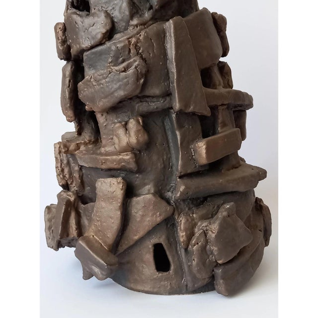 Ceramic Architectural Brutalist Ceramic Sculpture Vase 'Babel' by Diane Grant For Sale - Image 7 of 9
