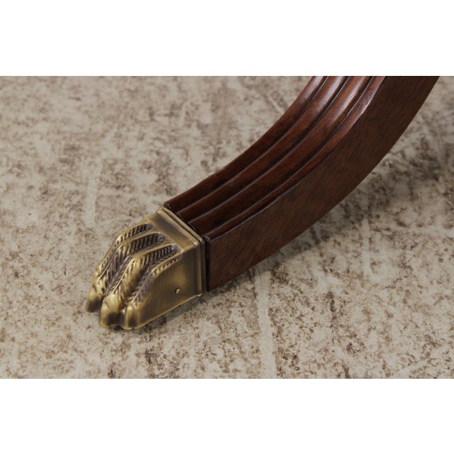 1980s Round Large Banded Mahogany Inlaid Dining Table For Sale - Image 5 of 18