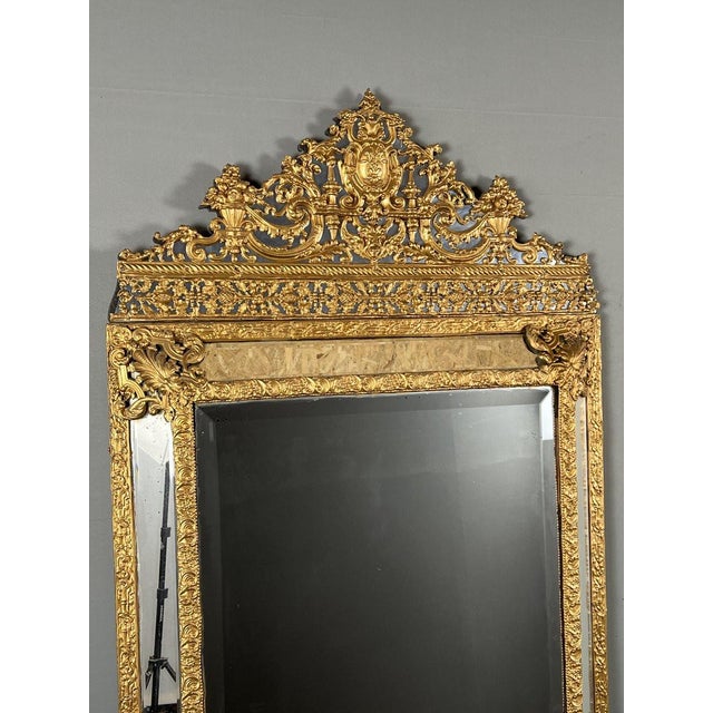 Large Antique 19th Century Mirror in Gilt Metal For Sale - Image 6 of 13