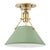 Mark D. Sikes 1 Light Painted No. 2 Semi Flush, Aged Brass & Light Green For Sale