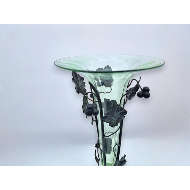 Murano Glass and Wrought Iron Vase attributed to Umberto Bellotto for Barovier and Toso, 1920s For Sale - Image 6 of 13