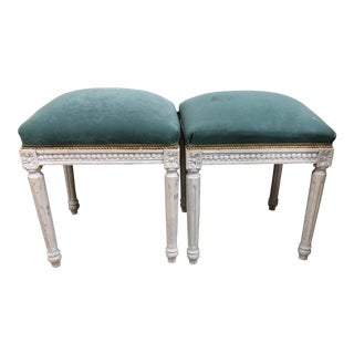 Vintage French Louis XVI Ottomans - a Pair For Sale