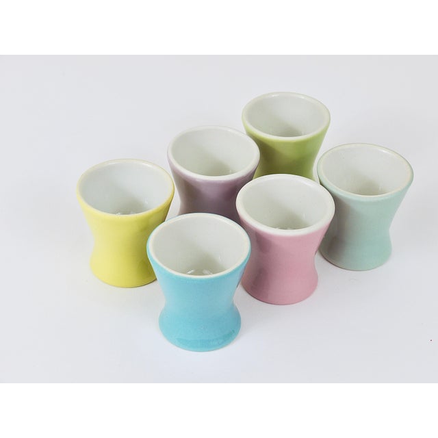 Mid-Century Pastel Daisy Porcelain Egg Cups from Lilien, Austria, 1950s, Set of 6 For Sale - Image 12 of 14