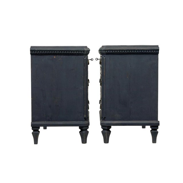 Gustavian (Swedish) Swedish Black Painted Commodes, 1870, Set of 2 For Sale - Image 3 of 8