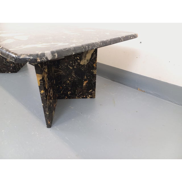Stone Vintage Rectangular Coffee Table in Black Marble and Smoked Glass, 1960s For Sale - Image 7 of 18