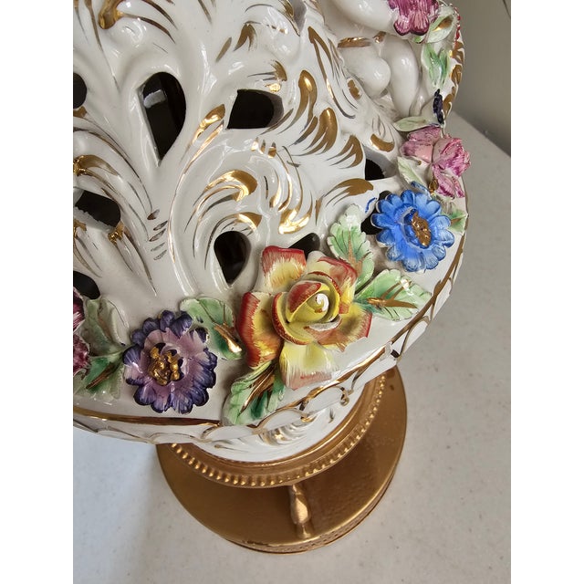 Vintage Meissen Porcelain Capodimonte 3-Way Table Lamp For Sale - Image 11 of 12