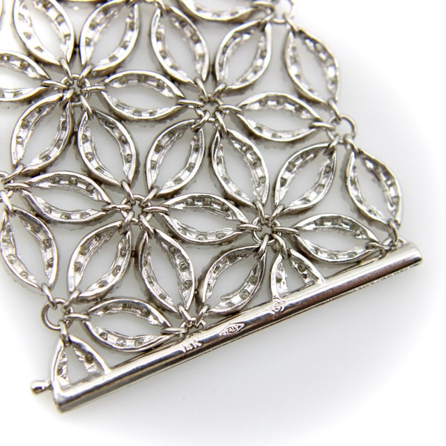 Vintage Italian Micro Diamond Pave Bracelet Woven With Repeating Star Pattern For Sale - Image 10 of 11