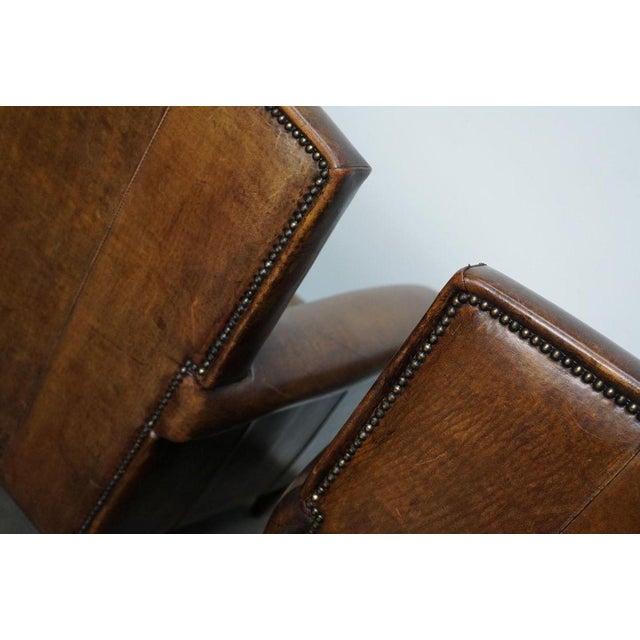 Vintage Dutch Cognac Leather Club Chairs, Set of 2 For Sale - Image 18 of 18