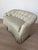 Century Furniture Loveseat with curved tuft back & tailored skirting. Original upholstery in a greige textured woven...