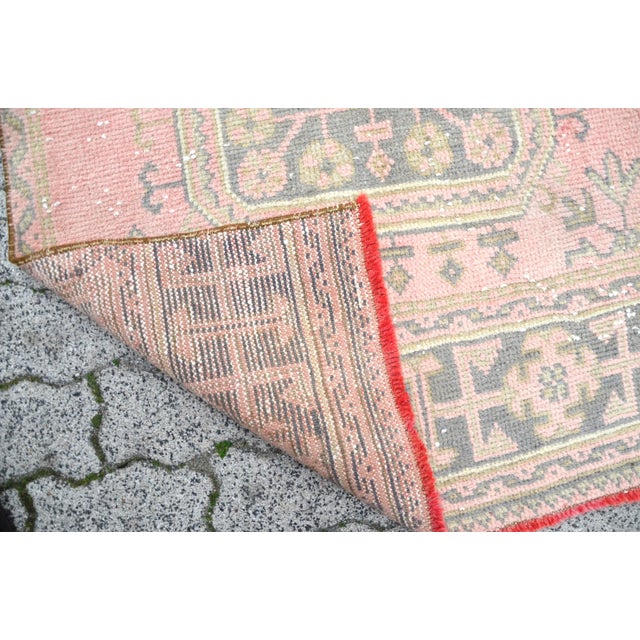 1960s Pale Pink Vintage Pastel Runner Rug For Sale - Image 10 of 11