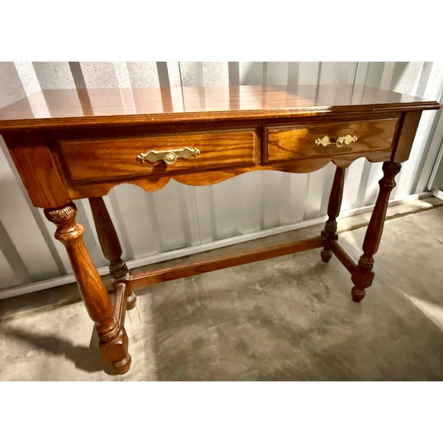 Mid 20th Century Traditional Oak Console Table For Sale - Image 9 of 12