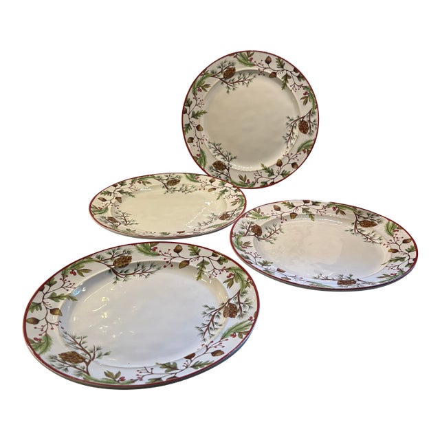 Forest Gnome Pottery Barn. Standard Dinner Plate Is Elegant and Nature Inspired. Pinecone Dinner Plate. Plain White Center , No Gnome. For Sale