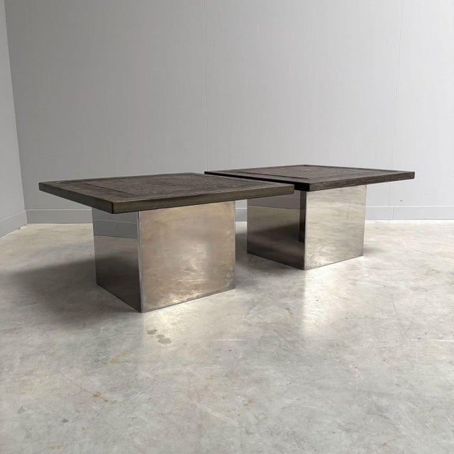 Metal Brutalist Stone Coffee Tables by Peter Draenert, 1970s, Set of 2 For Sale - Image 7 of 17