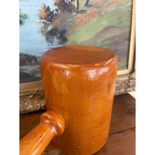 Vintage Hand-Turned Solid Wood Mallet With Smooth Finish. For Sale - Image 4 of 11
