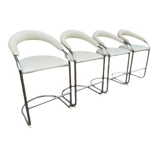 Mid 20th Century BauHaus Ss33 Cantilevered Counter Height Barstools by Anton Lorenz for Thonet - Set of Four For Sale