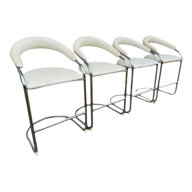 Mid 20th Century BauHaus Ss33 Cantilevered Counter Height Barstools by Anton Lorenz for Thonet - Set of Four For Sale
