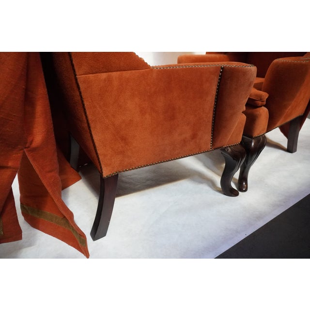 Late 20th Century Pair of Tall Baldachin Wingback King Chairs For Sale - Image 16 of 18