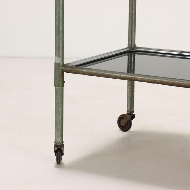 Mid 20th Century Vintage Service Trolley in Aluminium and Glass, Italy, 1960s For Sale - Image 5 of 9