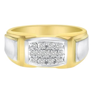 Half Carat Diamond Pave Wedding Band .50cttw 14k Two-Toned Gold, Size 10 For Sale