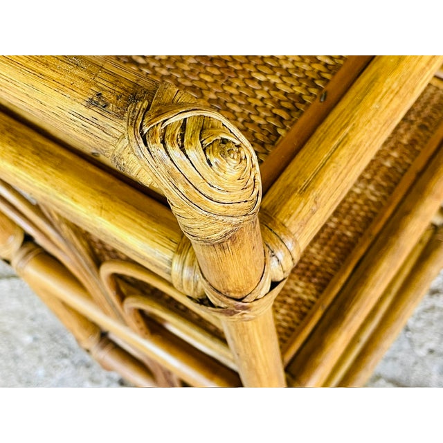 1970s Vintage Bamboo and Rattan Three-Tier Shelf, 1970s For Sale - Image 5 of 18