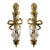 Large Vintage Brass Ribbon Torch Wall Candle Sconces, a Pair For Sale