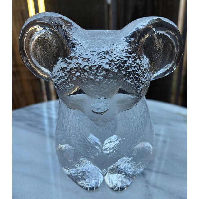 1970s Vintage Royal Krona Mats Jonasson 5” Swedish Crystal Koala Bear Paperweight Figurine For Sale - Image 5 of 7