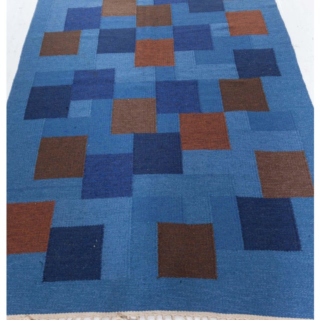 Mid 20th Century Doris Leslie Blau Vintage Swedish Flat Woven Rug For Sale - Image 5 of 9