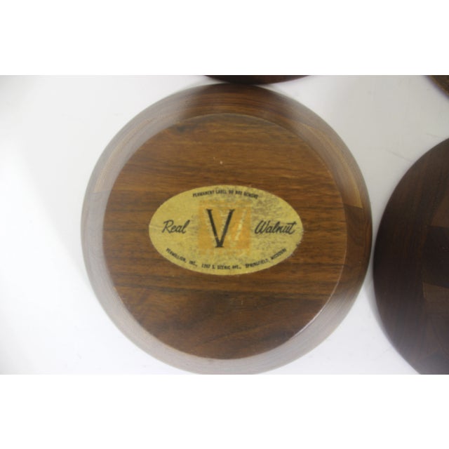 Wood Set of 4 Real Walnut Wood Bowls Vintage Mid-Century Modern For Sale - Image 7 of 7