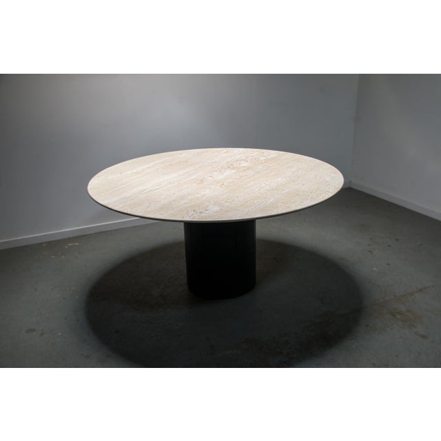 Black Tobio Dining Table in Travertine and Leather by Afra & Tobia Scarpa for B&B Italia, 1977 For Sale - Image 8 of 8