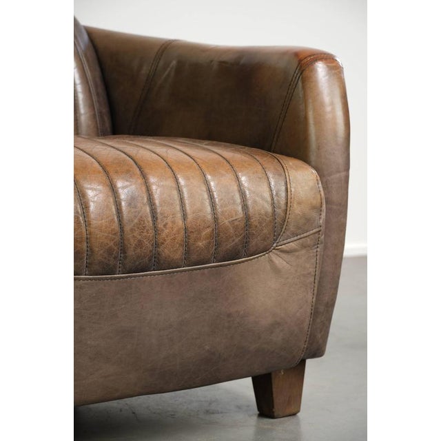 Cowhide Leather Aviator Club Armchair with Aluminium Finish For Sale - Image 12 of 13