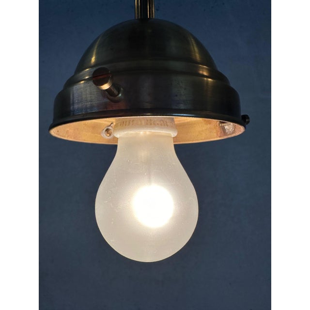 Art Deco Pendant Light in Marbled Rose Opaline and Brass, 1930s For Sale - Image 9 of 14