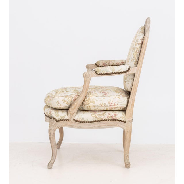 Late 20th Century Louis XV Style Upholstered Fauteuil For Sale - Image 5 of 6