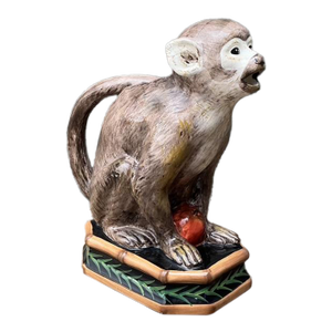 Vintage Glazed Ceramic Monkey Pitcher